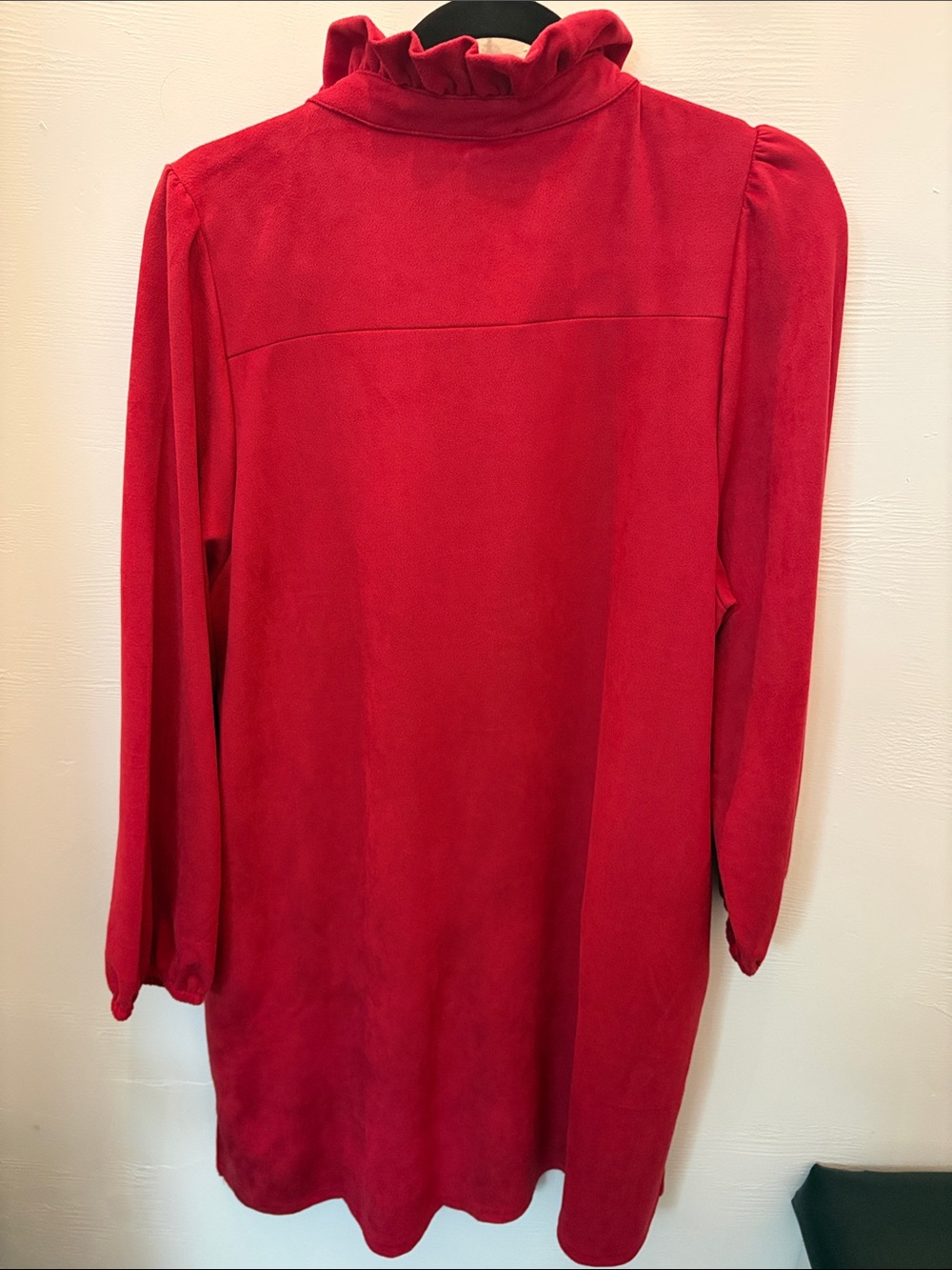 Red Ruffle-Collar Midi Dress - Picture 3 of 3